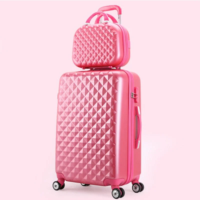 Suitcase for pool gear-large soft-shell suitcase for business-Travel Suitcase Set Rolling Spinner Luggage Set Trolley Case Boarding Wheel Woman Cosmetic Case