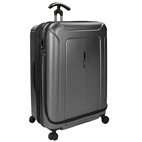 Suitcase with reflective wheels-personalized luggage suitcase-Traveler’S Choice Barcelona Polycarbonate Hardside Expandable Front Opening Spinner Luggage -