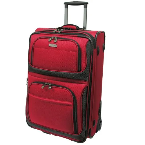 Suitcase for daily essentials-expandable luggage suitcase-Traveler’S Choice Conventional Ii Lightweight Expandable Rugged Rollaboard Rolling Luggage - Red