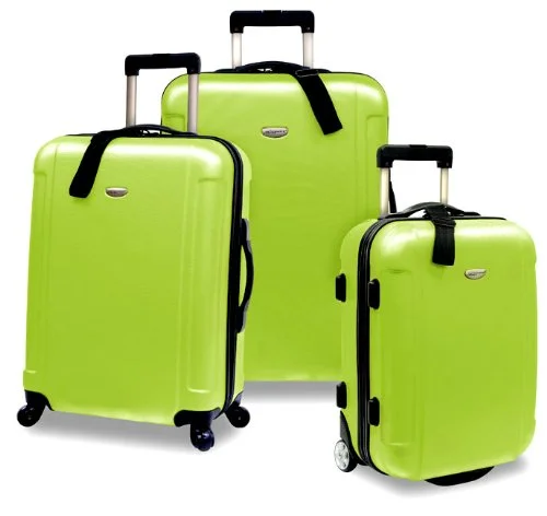 Suitcase with fast straps-durable suitcase with luggage tags-Traveler’S Choice Freedom 3-Piece Lightweight Luggage Set, Apple Green (20"/25"/29")