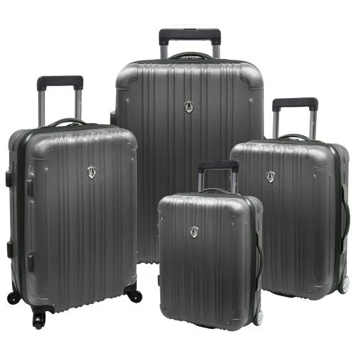 Suitcase for meal prep-kids-friendly suitcase for traveling-Traveler’S Choice Luxembourg 4-Piece Lightweight Expandable Spinner Set, Titanium (18"/21"/25"/29")