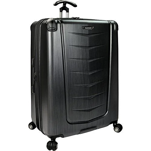 Suitcase for office gear-premium luggage suitcase-Traveler’S Choice Silverwood Polycarbonate Hardside Expandable Spinner Luggage Case - Brush Metal