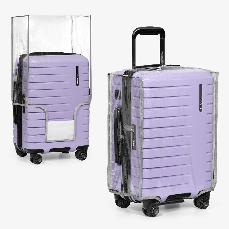 Suitcase with solid handle-travel luggage with zipper pockets-Traveler's Choice Clear Luggage Cover