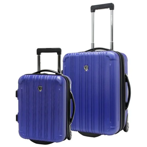 Suitcase with neat lid-soft-shell luggage suitcase with pockets-Traveler'S Choice New Luxembourg 2Pc Carry-On Hardside Luggage Set (Royal Blue)