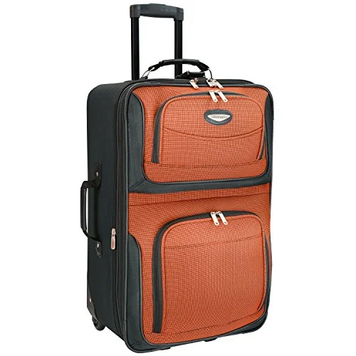 Suitcase for trail gear-cabin suitcase with wheels-Travelers Choice Travel Select Amsterdam 25-Inch Expandable Rolling Upright, Orange