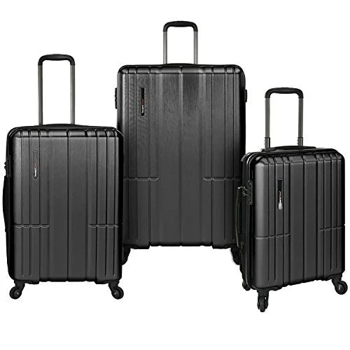 Suitcase for camera gear-vintage style suitcase-Traveler'S Choice Wellington 3-Piece Hardside Spinner, Grey