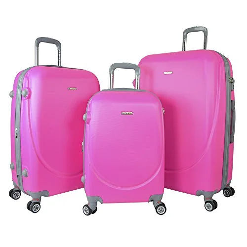 Suitcase for city kits-suitcase for easy travel packing-Travelers Polo & Racquet Club Barnet 2.0 3-Piece Expandable Spinner Luggage Set, Pink, One Size