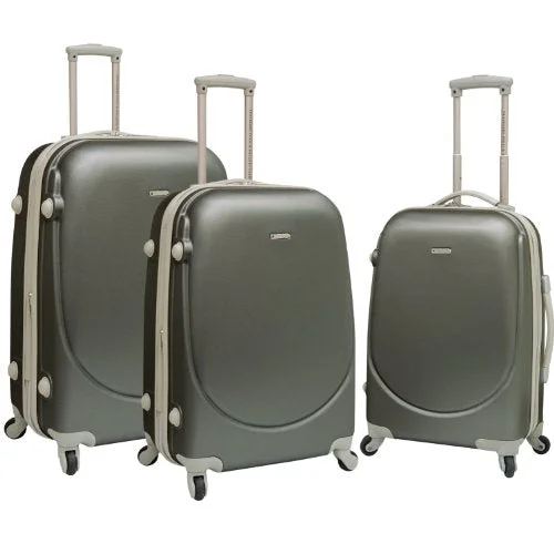 Suitcase with sleek grip-stylish luggage for kids-Travelers Polo & Racquet Club Tprc Barnet 3-Piece Expandable Spinner Luggage Set, Silver, One Size