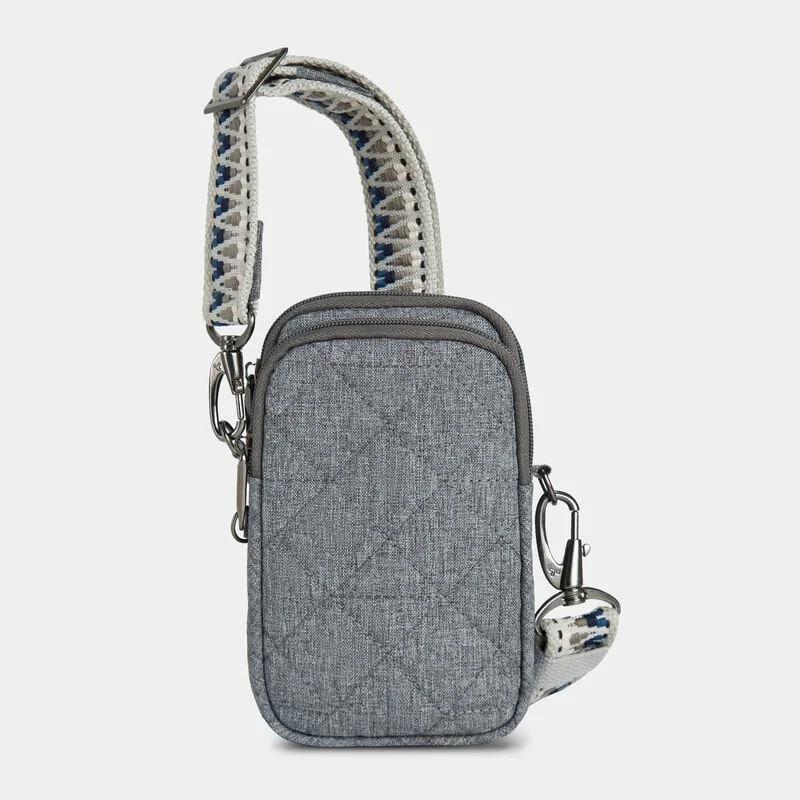 Crossbody trendy with color-Travelon Anti-Theft Boho 2 Compartment Phone Crossbody - Geo Gray Heather