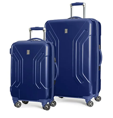 Suitcase with dry seams-smart suitcase for digital travelers-Travelpro Inflight Lite Two Piece Hardside Set (20"/28"), Navy