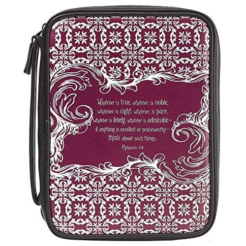 Suitcase with neat lid-soft-shell luggage suitcase with pockets-True Noble Admirable Burgundy Damask Medium 9 X 6.5 Inch Vinyl Womens Bible Cover Case