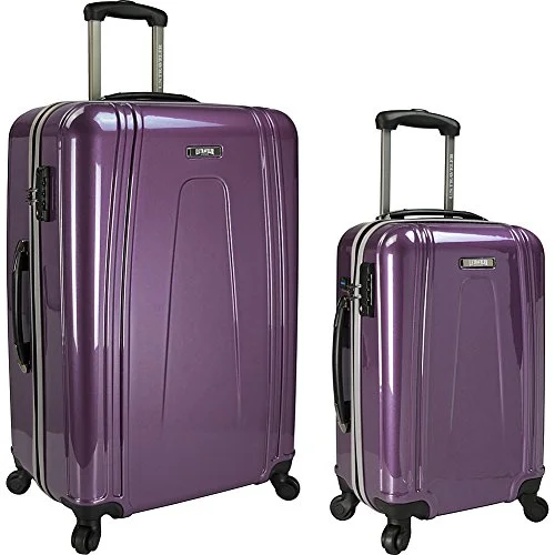 Suitcase with power slot-travel suitcase with removable wheels-U.S. Traveler 2-Piece Usb Port Ez-Charge Spinner Set, Purple