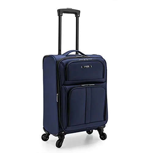 Suitcase for work kits-stylish suitcase for women-U.S. Traveler Anzio Softside Expandable Spinner Luggage, Navy, Carry-on 22-Inch