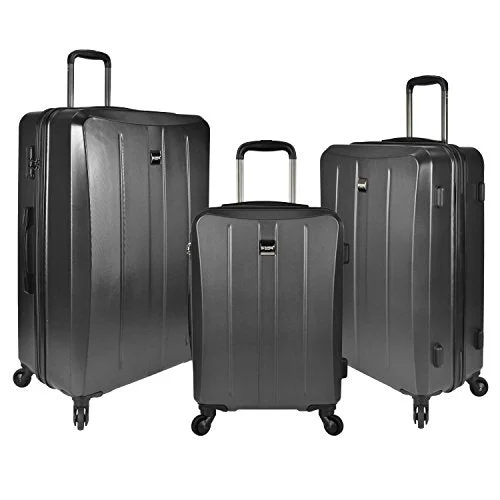 Suitcase for cold gear-soft-shell luggage suitcase-U.S. Traveler Highrock 3-Piece Hardside Spinner Set, Charcoal