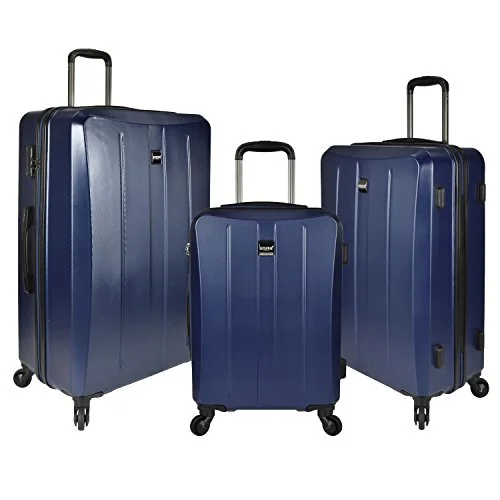 Suitcase for skincare products-four-wheel hard-shell suitcase-U.S. Traveler Highrock 3-Piece Hardside Spinner Set, Navy