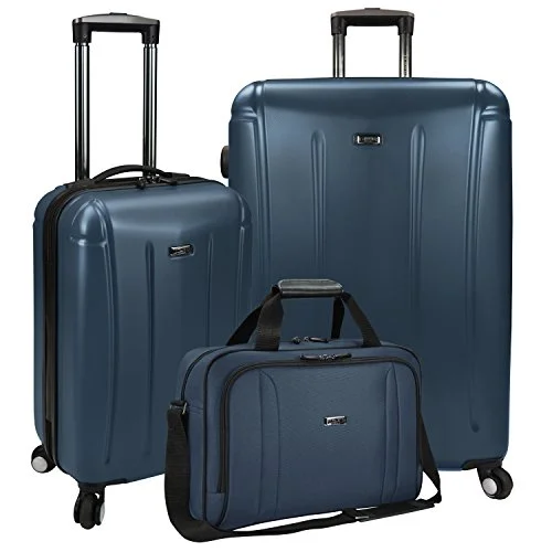 Suitcase with fancy hardware-travel suitcase for airport-U.S Traveler Hytop Spinner 3-Piece Luggage Set - Navy