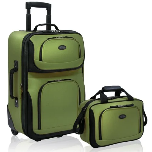 Suitcase with breathable lining-spacious hard shell suitcase-U.S Traveler Rio Carry-On Lightweight Expandable Rolling Luggage Suitcase Set - Green (15-Inch