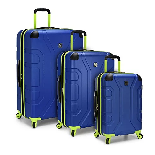 Suitcase for swim kits-travel suitcase for extended stay-U.S. Traveler Sky High 3-Piece Hardside Spinner Set, Navy