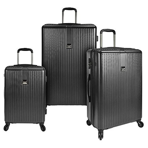 Suitcase for festival needs-best soft-shell luggage-U.S. Traveler Sparta 3-Piece Hardside Spinner Set, Charcoal