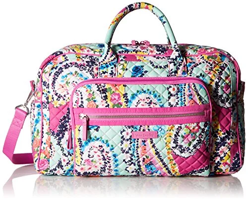 Suitcase with air lining-lightweight suitcase for all travelers-Vera Bradley Iconic Compact Weekender Travel Bag-Signature, Wildflower Paisley