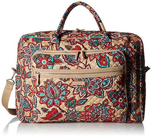 Suitcase with chic design-smart luggage suitcase for professionals-Vera Bradley Iconic Grand Weekender Travel Bag, Signature Cotton, Desert Floral + 1.50 Power