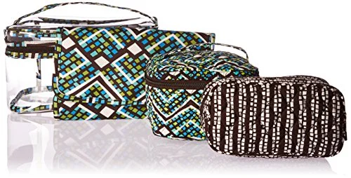 Suitcase with clean style-compact suitcase for business trips-Vera Bradley Travel Cosmetic Set, Rain Forest