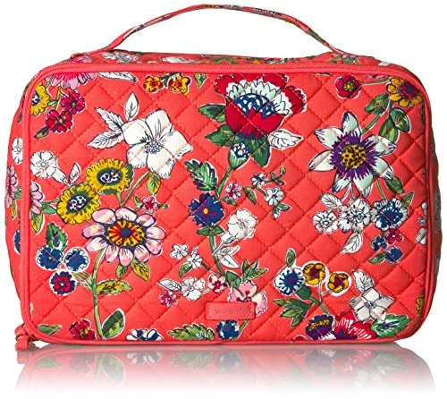 Suitcase with box design-compact suitcase with durable wheels-Vera Bradley Women'S Iconic Large Blush And Brush Case-Signature