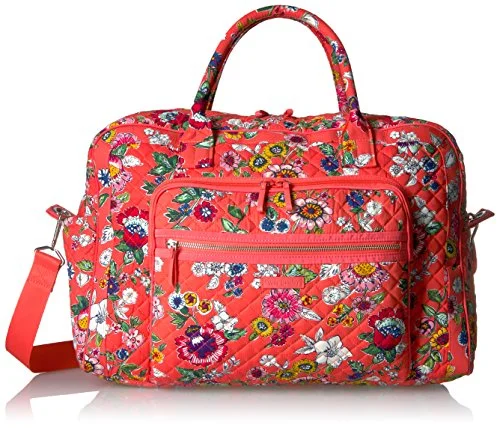 Suitcase for daily gear-travel suitcase with multi-directional wheels-Vera Bradley Women'S Iconic Weekender Travel Bag-Signature