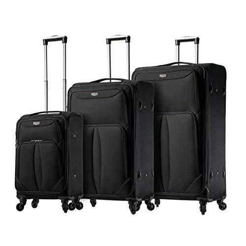 Suitcase for baby needs-hard-shell luggage for kids-Viaggi V1100-03Pc-Blk Italy Sione Softside Spinner 3Pc Set, Black