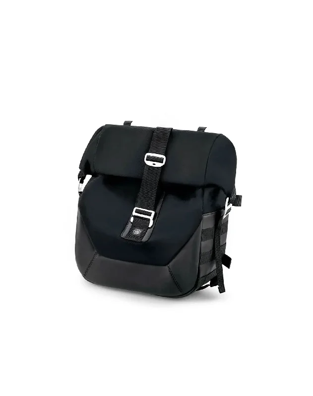 Compact travel bag-14L - Bonafide Small Black Motorcycle Cafe Racer Saddlebags