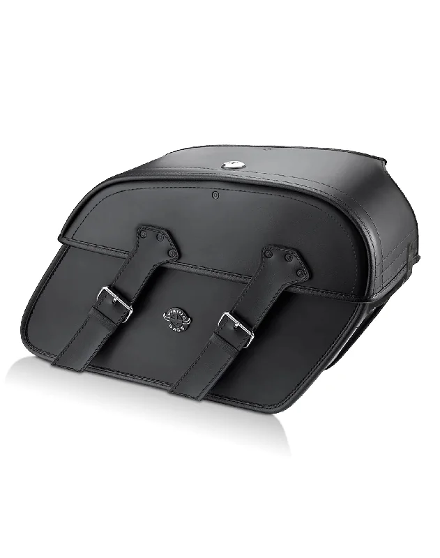 Bag for commuters-36L - Raven Extra Large Honda Rebel 250 Shock Cut-out Leather Motorcycle Saddlebags