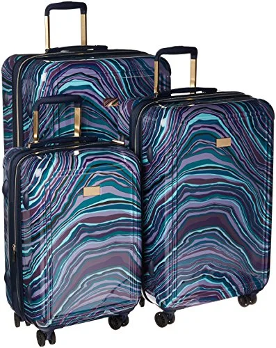 Suitcase for camping kits-premium cabin-size suitcase-Vince Camuto Women'S Abbygaile 3 Piece Hardside Expandable Spinner Set, Navy Marble Print