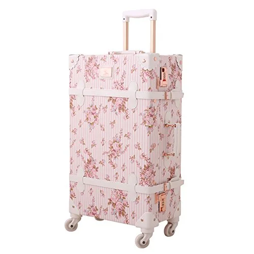 Suitcase with tight seams-kids-friendly rolling suitcase-Vintage Floral Luggage Sets Pu Leather Suitcase Set Hand Bag Spinner Carry On