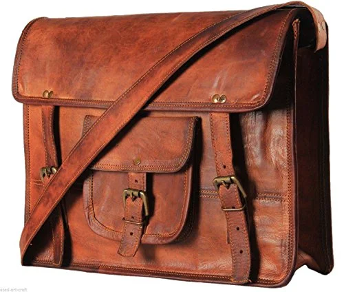 Crossbody for active and busy days-Vintage Handmade Leather Large Shoulder Satchel Laptop Holder Crossbody College Office Bag Unisex