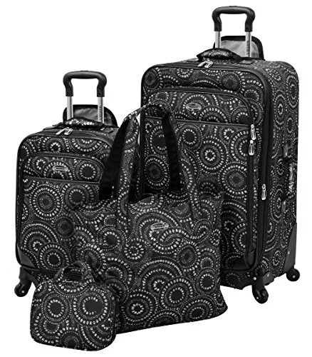 Suitcase for uni kits-suitcase with internal compartments-Waverly Boutique 4 Piece Set, Black White Dot