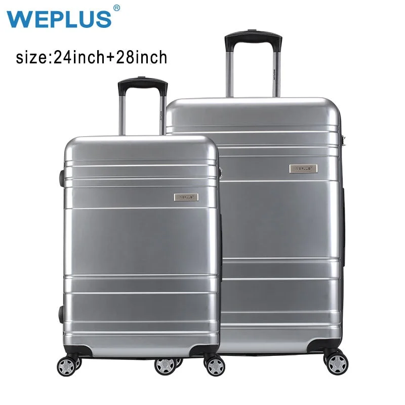 Suitcase for festival kits-carry-on suitcase with side compartment-Weplus 2 Pcs/Set Rolling Luggage Travel Suitcase With Wheels Tsa Lock Customs Spinner Custom