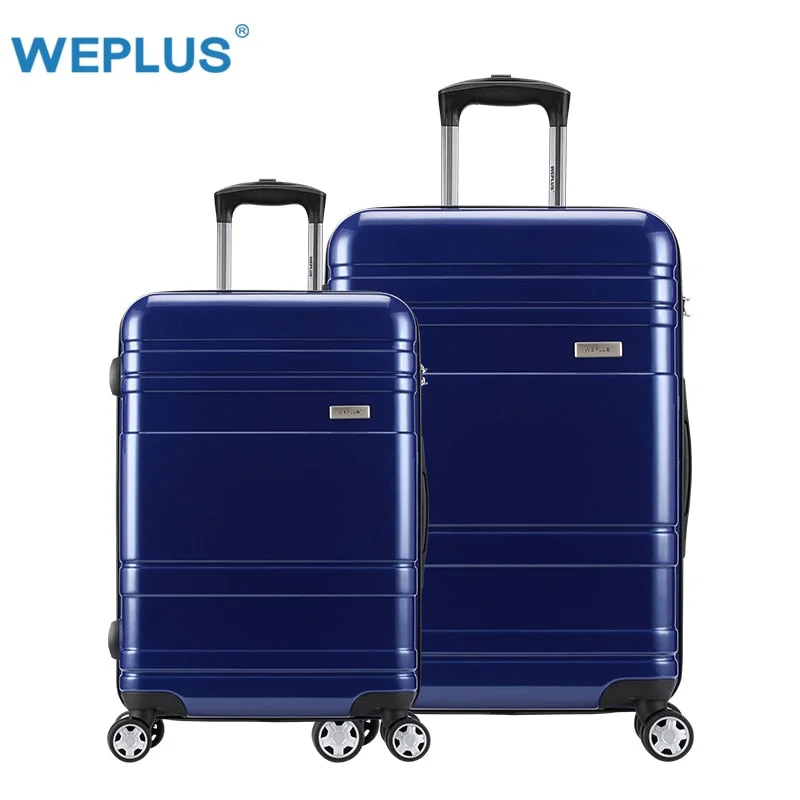 Suitcase with bold latches-budget-friendly travel suitcase-Weplus 2Pcs/Set Rolling Luggage Pc Travel Suitcase With Wheels Trolley Tas Lock Hardside Case Women