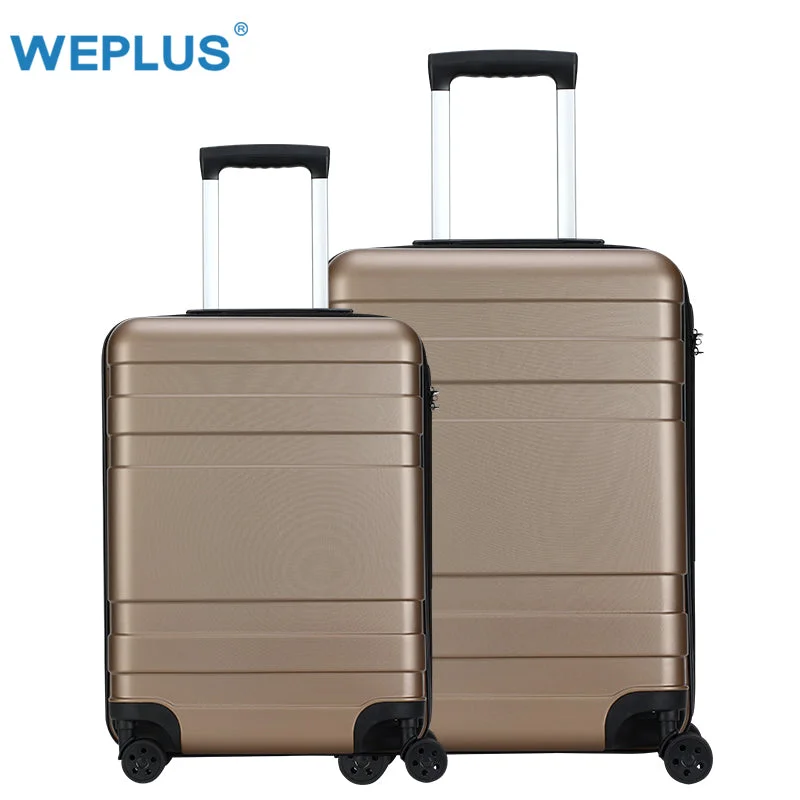 Suitcase for fishing needs-hard-shell cabin luggage-Weplus 2Pcs/Set Travel Suitcase Business Luggage Hardside Rolling Suitcase With Wheels Carry On