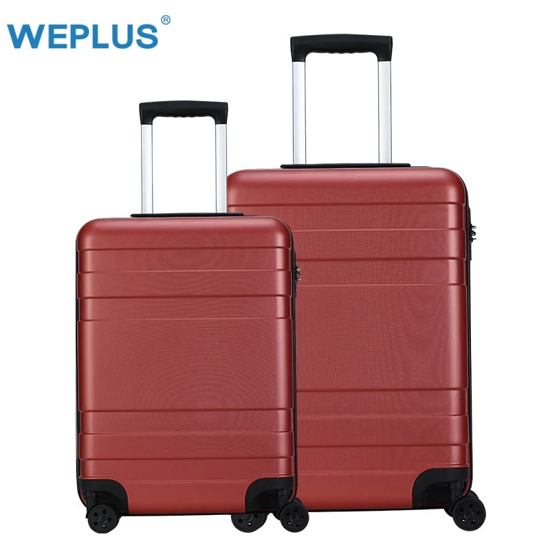 Suitcase with earthy tones-rolling hard-shell suitcase-Weplus 2Pcs/Set Travel Suitcase Rolling Luggage Hardside Business Suitcase With Wheels Tsa Lock