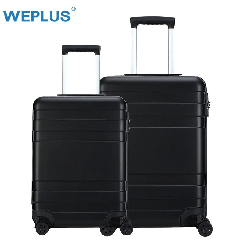 Suitcase with shine trim-travel suitcase for professionals-Weplus 2Pcs/Set Travel Suitcase Rolling Luggage Hardside Business Suitcase With Wheels Tsa Lock