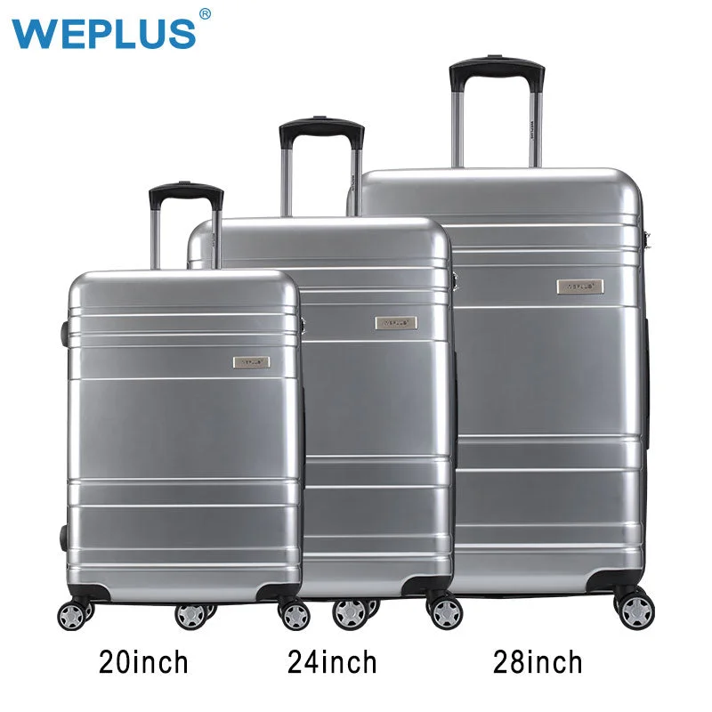 Suitcase with rear zipper-travel-friendly luggage suitcase-Weplus 3Pcs/Set Suitcase Pc Rolling Luggage Spinner Travel Suitcase With Wheels Tsa Lock Women