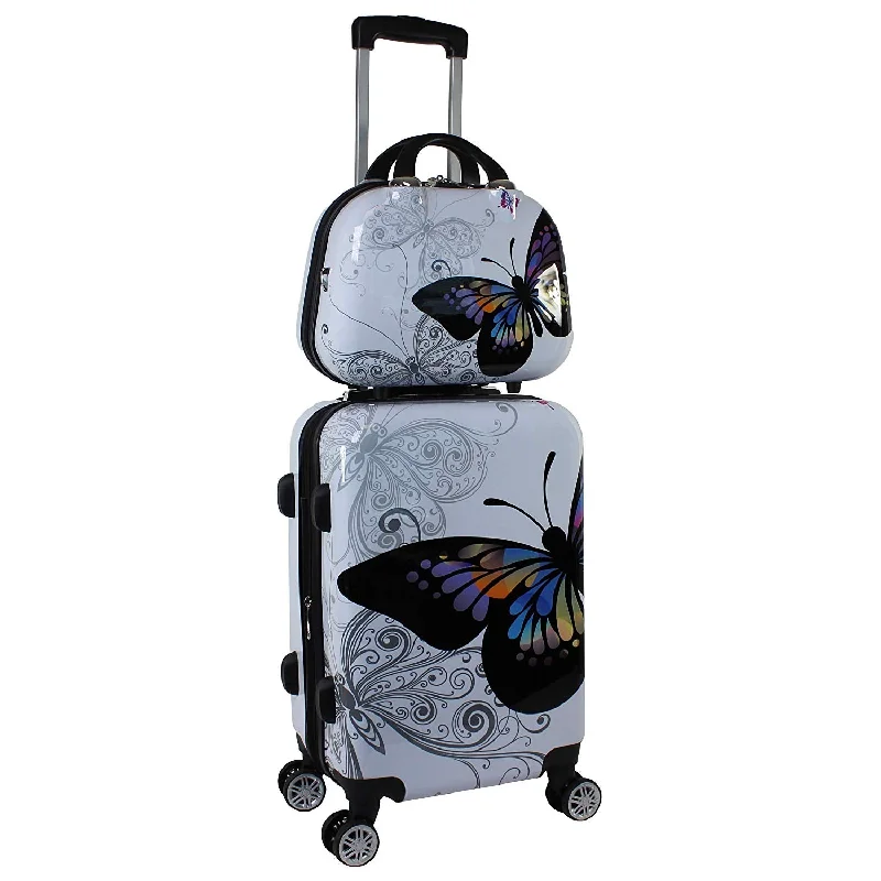 Suitcase for workplace gear-luxury business travel suitcase-Wholesale!12 24Inches Pc Hardside Case Trolley Luggage Set,Butterfly Travel Luggage For