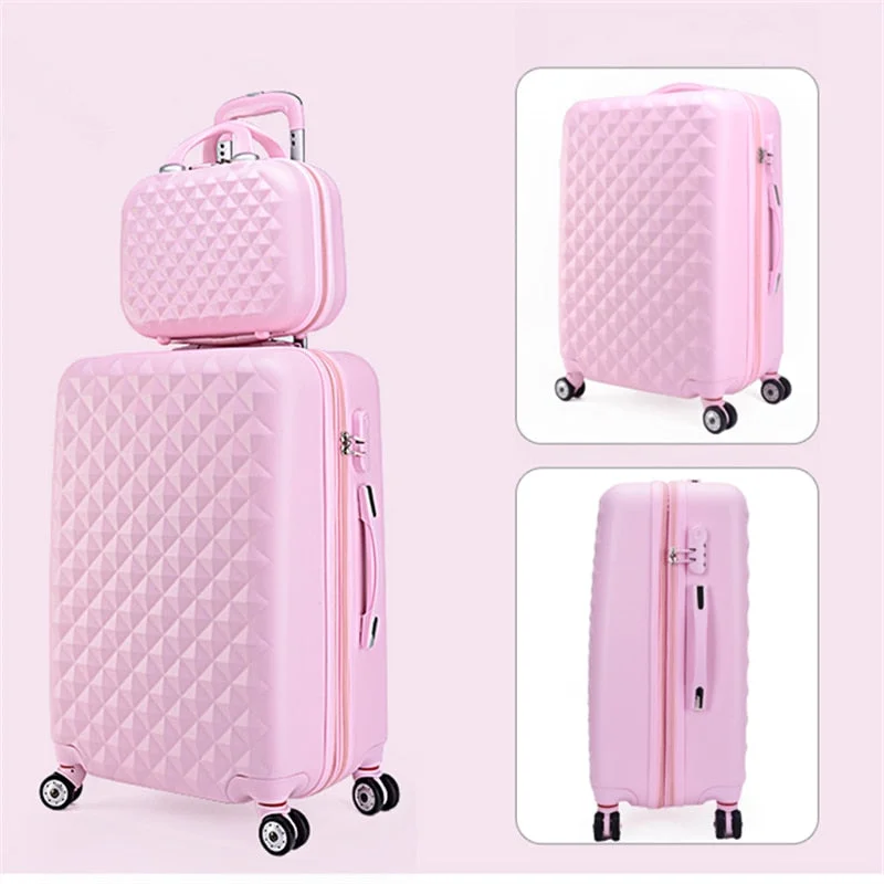 Suitcase for craft essentials-luggage suitcase with waterproof cover-Wholesale!14 28Inches(2 Pieces/Set) Large Capacity Abroad Travel Trolley Luggage Set For