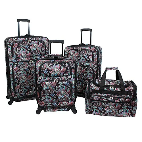 Suitcase with wild design-foldable suitcase for travel-World Traveler 4-Piece Rolling Expandable Spinner Luggage Set, Paisley