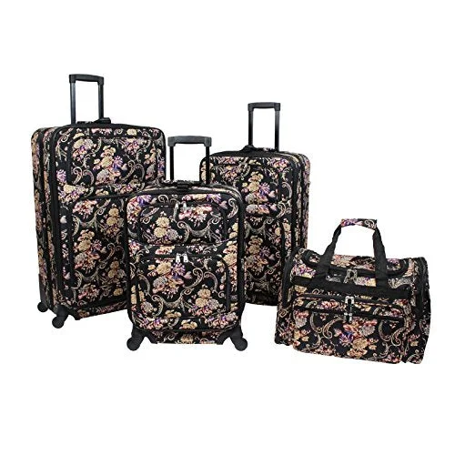 Suitcase with deep tones-eco travel carry-on suitcase-World Traveler Classic 4-Piece Rolling Expandable Spinner Luggage Set, Floral