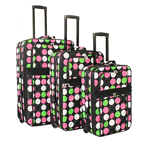 Suitcase with strong seams-carry-on suitcase for international travel-World Traveler Expandable Upright Luggage Set, New Multi Dot