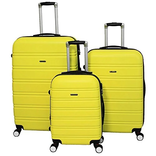 Suitcase with gold trim-best compact travel suitcase-World Traveler Regis Hardside Expandable Spinner Luggage Set, Yellow