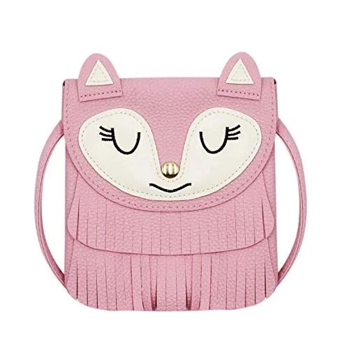 Crossbody practical and stylish-ZGMYC Fox Tassel Shoulder Bag Small Coin Purse Crossbody Satchel for Kids Girls, Large Pink (5.9 x 5.9in)