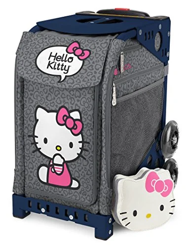 Suitcase with wide interior-kids travel suitcase-Züca Sport Hello Kitty Leopard Rolling Bag Navy Frame