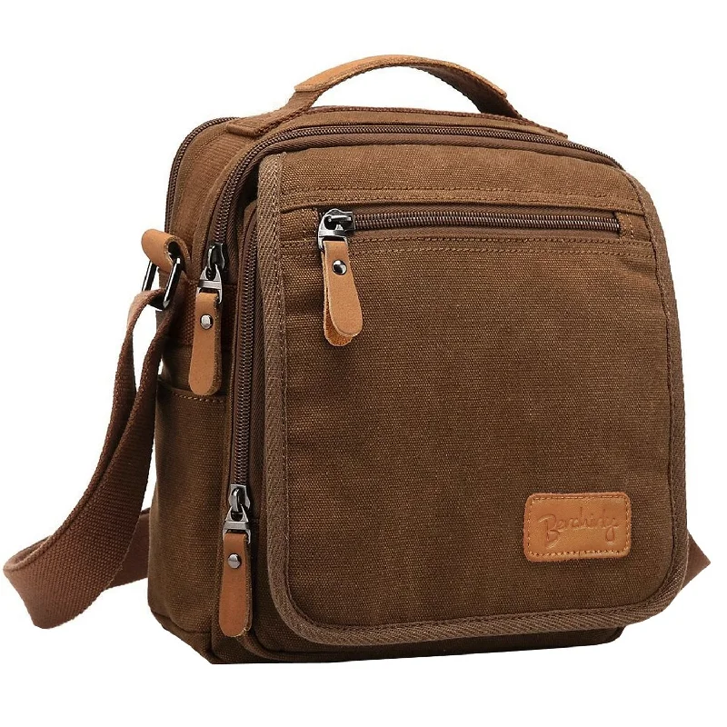 Crossbody sporty-Berchirly Small Messenger Bags, Vintage Men's Canvas Shoulder Crossbody Sling Hiking Bag Satchel Everyday use